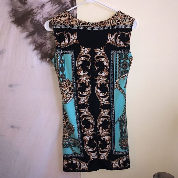 White Mark Dress Cheetah Print, Aquamarine, Black, and Gold✨ - Picture 5 of 5